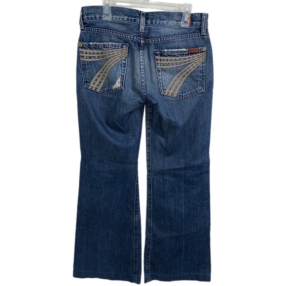 7 For All Mankind Dojo Jeans size 27 Dark Blue Denim Grommet Pockets - Picture 2 of 16